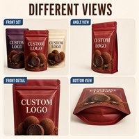 Sachet d'emballage pour truffes au chocolat, personnalisé, imprimé, à fermeture éclair, mat, en MOPP/VMPET/PE, qualité alimentaire, refermable, 100g 250g