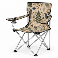 Chaise de camping en gros avec porte-gobelet latéral et logo et motif personnalisés pour l'étude en plein air et la randonnée