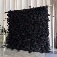 Mur de fond en roses noires artificielles 3D, panneau mural en tissu de soie enroulable pour décoration de Noël et de remise des diplômes
