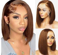 Perruque Bob en cheveux humains, dentelle HD 13x6, sans colle, pour femmes