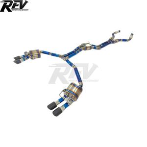 Système d'échappement de luxe REV Titanium pour <span class=keywords><strong>Audi</strong></span> S6/S7 4.0T - Échappement complet avec silencieux, épaisseur 1,2 mm, finition bleu brûlé - Product Image 1