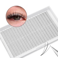 Extensions de cils en gros sous marque privée, faites à la main, 3D hybrides, tiges courtes, bouquets de volume préfabriqués, fibre PBT coréenne, imperméables, longue tenue