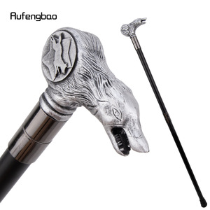 Bâton de marche Rufengbao Silver Wolf en acier au carbone, 3 sections, canne de luxe tendance pour la randonnée en plein air - Product Image 1