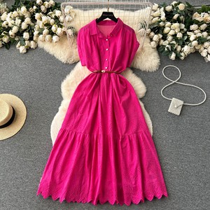 2026 <strong>Hot</strong> Selling Chinese Style A-line High Waist Hollowed-out Pleated Floor-length Party Summer Women's Loose Tight Dress - Product Image 3