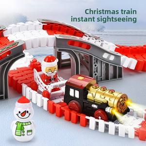 Nuevo Set de Tren Navideño 2025, 233 Piezas, Motor Eléctrico DIY, Vías Flexibles, Tren de Juguete Navideño con Santa Claus para Niños y Niñas - Product Image 3