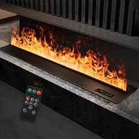 Cheminée à vapeur d'eau encastrée avec double système d'eau, couleur de la flamme et télécommande, L47.24 x L7.87 x H8.27 po