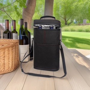 Sac isotherme personnalisé pour 2 bouteilles <span class=keywords><strong>de</strong></span> vin avec doublure en aluminium plus épaisse pour les voyages, les fêtes, les pique-niques et les restaurants - Product Image 1