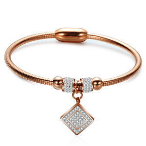 Pulsera magnética con cadena de serpiente cuadrada con incrustaciones de diamantes para mujer, acero inoxidable, 3mm, amuleto geométrico, regalo de joyería - Product Image 5