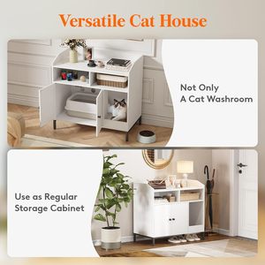 Boîtier de litière Cat Condo Armoire de rangement en bois Cat <span class=keywords><strong>avec</strong></span> pieds en métal - Product Image 4
