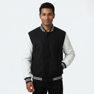 2025 New Arrival Black & <b>White</b> Color Personalized Lettermen Varsity <b>Jackets</b> Top Selling Low MOQ Durable Baseball <b>Jacket</b> for Men - Product Image 1