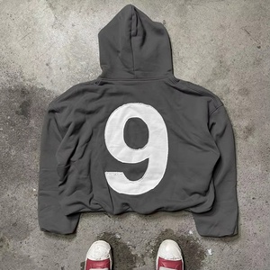 Sudadera con Capucha Vintage Personalizada de Fabricante OEM, de Gran Peso, con Relieve, Hombros Caídos, Corte Holgado y Corto, con Lavado Ácido para Hombre - Product Image 3