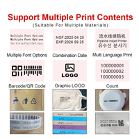 Imprimante jet d'encre de bureau haute vitesse pour le marquage automatique des sacs en plastique, pochettes, cartes, impression de date, codes QR et codes-barres