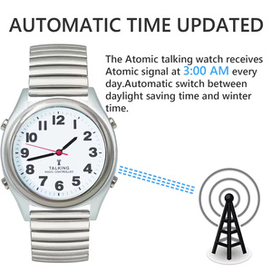 Đồng hồ nói chuyện nguyên tử Unisex với thời gian báo động lớn tự động cài đặt thời gian điều khiển <span class=keywords><strong>radio</strong></span> cho người khiếm thị và người mù - Product Image 5