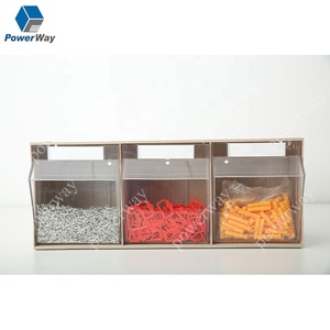 Powerway Material Spare Parts Storage Stacking Plastic Bins with 3/4/5/6 Tip Out Drawers