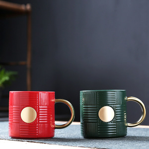 Mug en céramique moderne avec poignée en cuivre et logo, tasse en cuivre Redwood pour un usage quotidien - Product Image 3