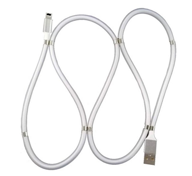 3-in-1 Type-c Silicone USB Charge Cable 2A 2.4A Type-C Magnetic Silicone Charging Data Kabel USB-C Charger Power Cable