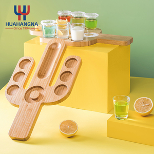 Bamboo Shot Glass Holder Serving Tray Mexican Cactus <strong>Tequila</strong> Tray <strong>Gift</strong> Flight <strong>Set</strong> with Salt Rimmer and Party Beverages - Product Image 2