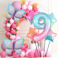 Nouveauté Ballon Gradient papillon Étoilé Figure Feuille Ballon Enfants Fête D'anniversaire Décoration En Gros Ballon