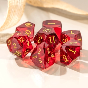 Wholesale High Quality Eco-Friendly Durable Sharp <b>Edge</b> Red Resin <b>Square</b> Polyhedral Dice Set 1PC Customized Packaging DND RPG - Product Image 2