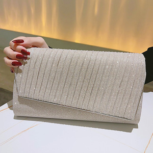 Women's Dinner <b>Clutch</b> Bag Solid Color Pleated Fashion All-match <b>Wedding</b> Suit Handbag Custom Wholesale Evening Party Bags - Product Image 4