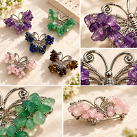 Ornement papillon en copeaux de cristal multi-matériaux, décoration papillon en pierres précieuses colorées pour la maison, le bureau et la présentation de cadeaux