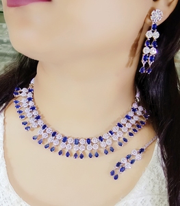 AD Stone Gargantilla Collar Set La mejor joyería de boda para compromiso de boda y aniversario Joyería hecha a mano - Product Image 1