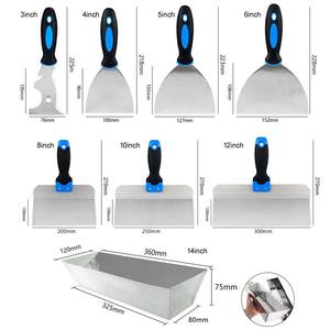 <span class=keywords><strong>3</strong></span> <span class=keywords><strong>4</strong></span> 5 6 8 10 12 14 inci 8 buah peralatan <span class=keywords><strong>Drywall</strong></span> baja tahan karat multi-ukuran sambungan pisau perekat panci lumpur pisau dempul - Product Image 2