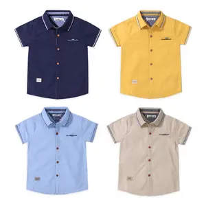Kids Long Sleeve Plaid Poplin Button Down Shirts Casual 100% Cotton Boys School Shirts
