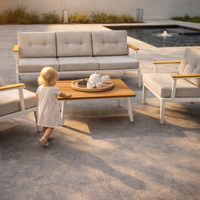 Ensemble de canapés d'extérieur pour coin patio au bord de la piscine, avec structure en aluminium résistante à la rouille et foyer intégré