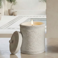Pot à bougie vide gaufré islamique fait main pour la fabrication de bougies, support de bougie en béton multifonctionnel pour rangement de bureau