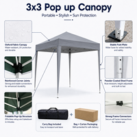 Auvent pliable en acier, imperméable, protection UV, respirant, 3x3m, pour camping, sports de plein air, parasol portable, bouton poussoir