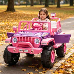 Camion Elettrico per Bambini Direttamente dalla Fabbrica, Rosa e <span class=keywords><strong>Viola</strong></span>, Auto Giocattolo a Batteria con Porte Apribili - Product Image 1