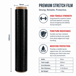 Film étirable noir opaque LIANYOU, rouleau de film polyéthylène imperméable brillant pour emballage de palettes - Product Image 2