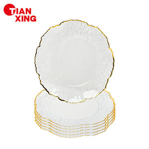 تزيينات طاولات حفلات الزفاف Tianxing أطقم أطباق مقاس 13 بوصة طبق العشاء من الأكريليك طبق بلاستيكي بحافة ذهبية أطباق صغيرة - Product Image 2