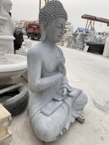 Estatua de Buda de piedra de mármol blanco de Bali, decoración del hogar, escultura Zen, Gautama Lord, meditación, aplicación al aire libre, diseño Natural, venta - Product Image 2