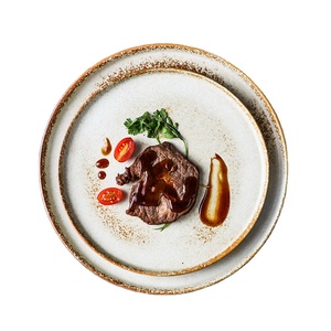 Antique Thiết Kế Đồ Ăn Nghệ Thuật Phản Ứng Tráng Men Tấm Gốm Pasta Soup Tấm Với Đũa Phần Còn Lại - Product Image 1