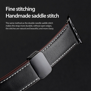 Correa de cuero genuino para iWatch modelo business, correa de reloj inteligente con doble cierre magnético, correa de reloj de cuero premium para hombre - Product Image 2