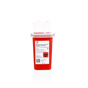 Contenedor de objetos punzocortantes desechable Gongdong de PP de 1 cuarto de galón, rojo, para residuos médicos, con tapa abatible y compartimentada, con 510k - Product Image 1