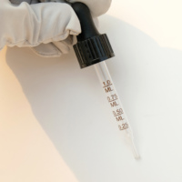 Pipette graduée à embout personnalisé en verre transparent avec caoutchouc noir pour huile essentielle