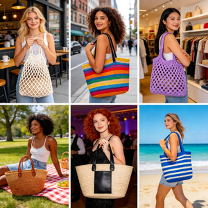 <span class=keywords><strong>Sac</strong></span> fourre-tout polyvalent en corde de coton fait <span class=keywords><strong>main</strong></span>, grande capacité, avec perles, pour les vacances, l'été, la plage, les trajets quotidiens - Product Image 6