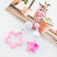 Colgante de correa de teléfono con abalorio de estrella hueca, colgante de cuentas acrílicas coloridas, accesorios para llavero, cordón para teléfono móvil, joyería