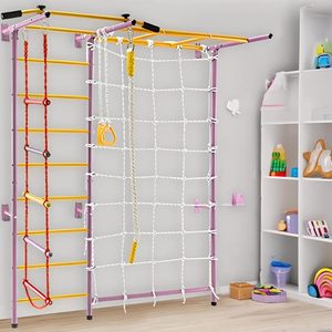 Set da Arrampicata per Bambini 7 in 1 da Parete per Interni, Attrezzatura da Gioco con Barre per Trazioni, Scala di Corda - Product Image 2