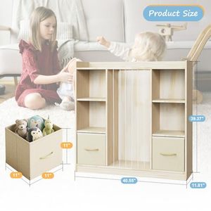 Organizzatore per <span class=keywords><strong>Giocattoli</strong></span>, <span class=keywords><strong>Scaffale</strong></span> in Legno per Peluche con 6 Cubi e Cassetti Rimovibili - Product Image 2