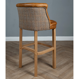Modern Vintage Leather Bar <b>Stool</b> with Solid Wood Frame for Kitchen Home Bar Hotel Dining <b>Outdoor</b> Use - Product Image 4
