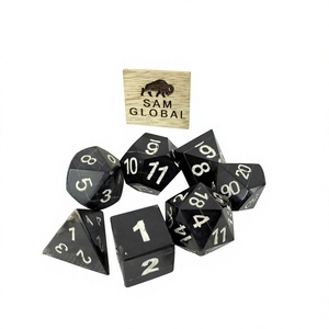 Handmade Polished Modern Buffalo Horn & Bone D&D <b>Dice</b> Set of 7 <b>10</b>-<b>Sided</b> Round Real Touch Gaming <b>Dice</b> - Product Image 1