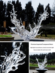 Fontaine d'eau, grande sculpture transparente pour la décoration de hall d'hôtel et de bureau de vente, style de conception sur le thème de l'eau, sans motif - Product Image 3