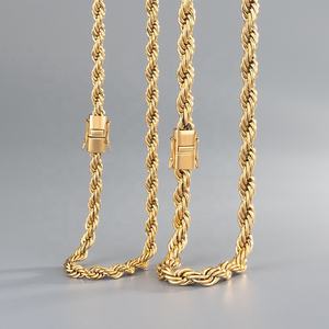 18K Vergulde 6Mm 8Mm Twist Touw Ketting Aanslag Gratis Sieraden Roestvrij Staal Dikke Geweven Gedraaide Touw Ketting - Product Image 3