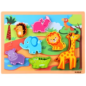 나무 코끼리 동물 벽돌 퍼즐 클래식 유아