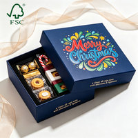 Boîte cadeau de Noël en carton rigide imprimée sur mesure, recyclable, avec couvercle et base amovibles, emballage en carton pour collations, bonbons, cadeaux