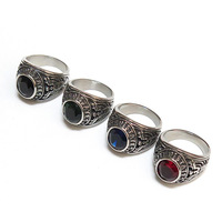Bague de bijoux rétro robuste en acier inoxydable USA Eagle Emerald Ruby Sapphire Gorgeous Antique Gemstone Cocktail Ring